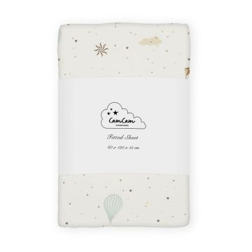 Cearceaf pentru copii, fildeș din bumbac organic pentru pătuț cu elastic 60x120 cm Dreamland – Cam Cam Copenhagen