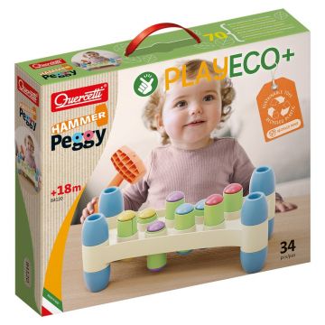 Jucarie bebelusi, Quercetti, Hammer Peggy, Play Eco, 34 piese