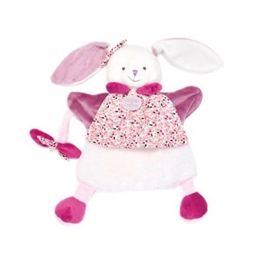 Jucarie de plus, Doudou, Iepuras marioneta, 28 cm, Roz