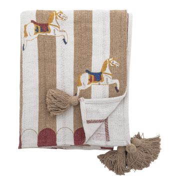 Pătură albă/maro 130x160 cm Merry-go-round – Bloomingville