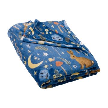 Pătură albastră din micropluș/cocolino 130x170 cm Enchanted Twilight Animals – Catherine Lansfield