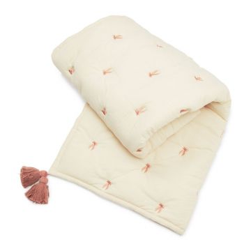 Pătură pentru copii, galben-deschis/roz din bumbac organic matlasată 90x120 cm Bows – Cam Cam Copenhagen