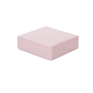 Perna-puf patrata din spuma, cu husa PVC, 30x30x10 cm, roz deschis, certificat Oeko-Tex