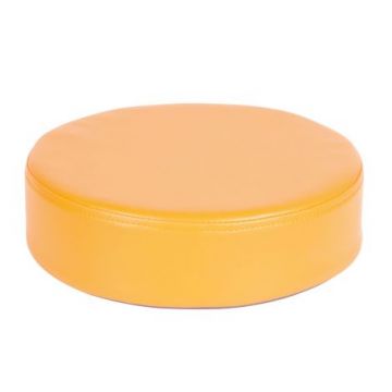 Perna puf rotunda galbena, 30 x 8 cm, din spuma densa antideformare, cu baza antiderapanta, pentru uz didactic
