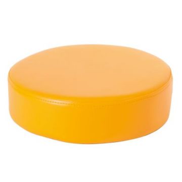 Perna puf rotunda portocalie, 30 x 8 cm, din spuma densa, cu baza antiderapanta, pentru uz didactic