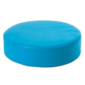 Perna puf rotunda turcoaz, 30 x 8 cm, din spuma densa, cu baza antiderapanta, pentru uz didactic