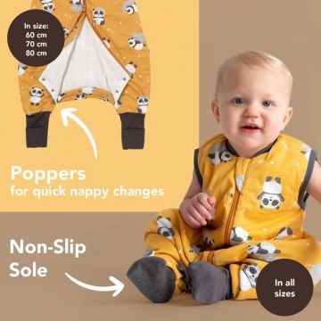 Sac de dormit cu picioruse si maneca lunga detasabila Panda 60 cm + manseta 1.0 Tog