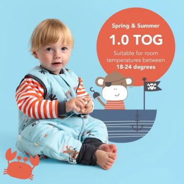 Sac de dormit cu picioruse si maneca lunga detasabila Pirate 130 cm + manseta 1.0 Tog