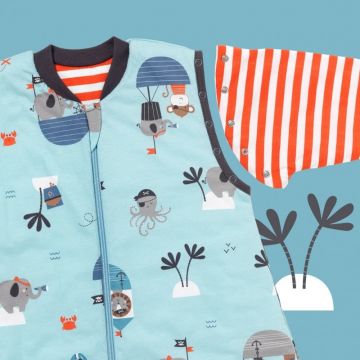 Sac de dormit cu picioruse si maneca lunga detasabila Pirate 90 cm + manseta 1.0 Tog