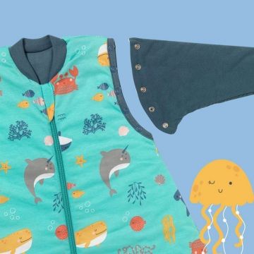 Sac de dormit cu picioruse si maneca lunga detasabila Under the Sea 90 cm + manseta 3.5 Tog