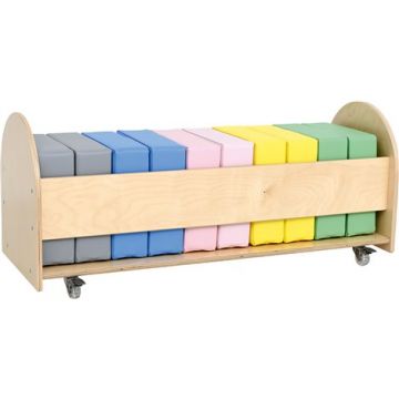 Set 10 perne pufuri patrate, 30 x 30 x 10 cm, certificat Oeko-tex, cu suport mobil din lemn inclus, cresa si gradinita