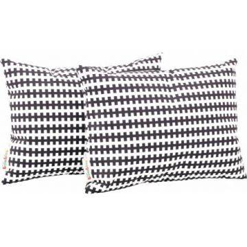 Set 2 perne decorative dreptunghiulare Alb-negru linii