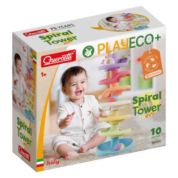 Set de joaca cu bile, Quercetti,  Spiral Tower, Play Eco, 10 piese