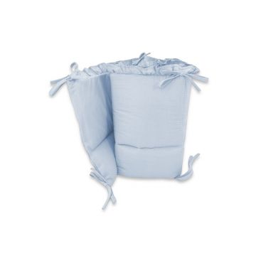 Aparatoare pentru patut, MimiNu, Cu volanase, Din bumbac certificat Oeko Tex Standard 100, 180x30 cm, Cu panglici, Colectia Royal, Blue