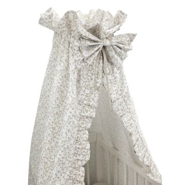 Baldachin, MimiNu, Premium, Pentru patut, Cu funda si volanas, 210x145 cm, Material certificat Oeko Tex Standard 100, Meadow