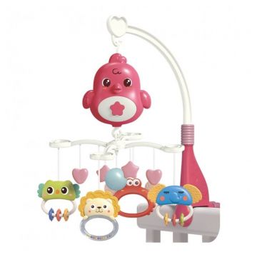 Carusel muzical pentru patut, Bebe Stars, Cu pasari si proiector