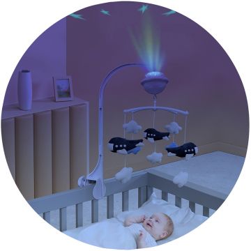 Carusel muzical pentru patut cu proiector Chipolino Planes