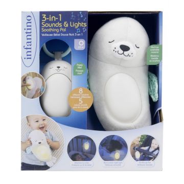 Jucarie de plus 3 in 1 cu lumini si sunete, B Kids, Foca
