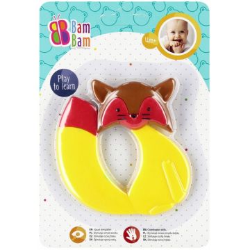 Jucarie pentru dentitie, BamBam, Vulpe, Galben