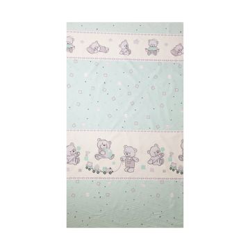 Lenjerie din bumbac cu 7 piese pentru saltea 120x60 cm Beberoyal BearsToys Turcoaz