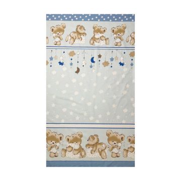 Lenjerie din bumbac cu 7 piese pentru saltea de 140x70 cm Beberoyal BearsRabbit Albastru