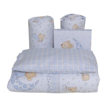 Lenjerie din bumbac cu 8 piese pentru saltea 120x60 cm Beberoyal Bear Dreams Alb