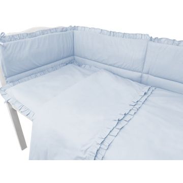Lenjerie pentru patut cu 3 piese MimiNu Colectia Royal Blue cu volanase 120x60 cm
