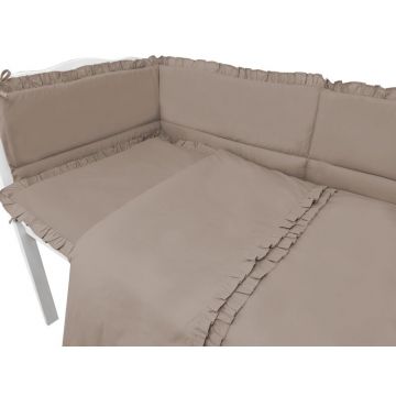 Lenjerie pentru patut cu 3 piese MimiNu Colectia Royal Mocha cu volanase 120x60 cm