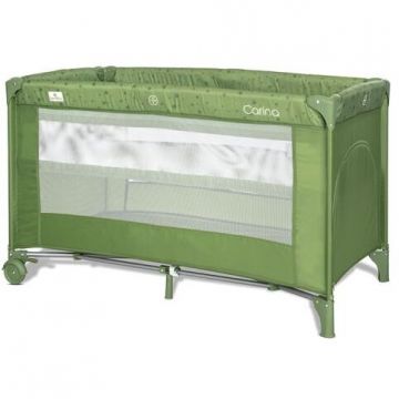 Pat Copii Pliabil Carina 2 Nivele Deschidere Laterala Cu Fermoar Prevazut Cu Roti Cu Frana Green Stars