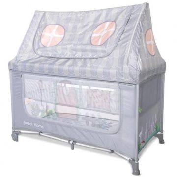 Pat Copii Pliabil Sweet Home 2 Nivele Capotina Detasabila Grey
