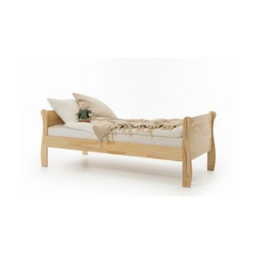 Pat pentru copii în culoare naturală din lemn de pin cu somieră 90x180 cm Roma – Adeko
