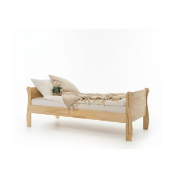 Pat pentru copii în culoare naturală din lemn de pin cu somieră 90x200 cm Roma – Adeko