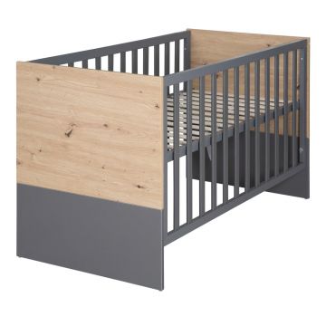 Pătuț gri-în culoare naturală 60x120 cm Anna – Roba