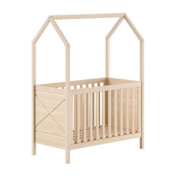 Pătuț în culoare naturală din lemn de pin cu înălțime reglabilă 60x120 cm Scott – Vipack