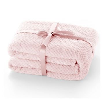 Pătură din microfibră DecoKing Henry, 70 x 150 cm, roz pudră