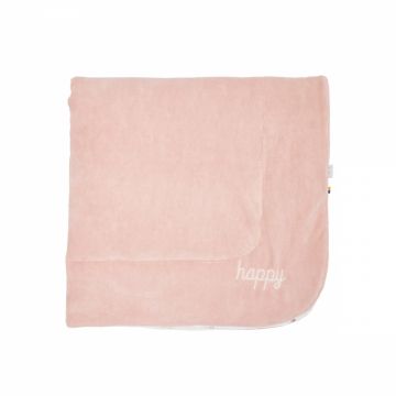 Patura din velur Cotton Twins Happy 90x90 cm roz