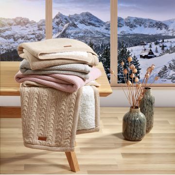 Paturica pentru copii Babyono Bej din bumbac cu polar 75x100 cm