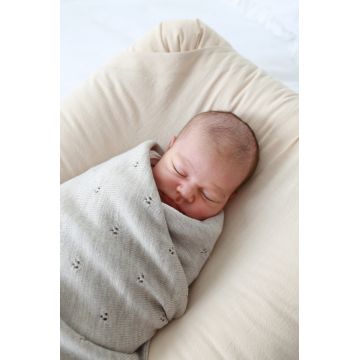 Paturica tricotata BabyLy din lana merino gri