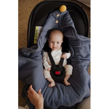 Paturica universala pentru scoica auto bumbacmuselina Petrol light Sleepee 1.5 Tog