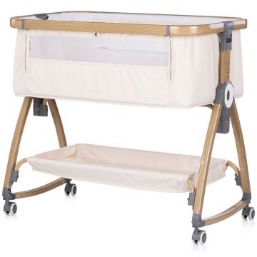 Patut co-sleeper Chipolino Charisma Cashmere Wood cu laterala culisanta si functie de leagan