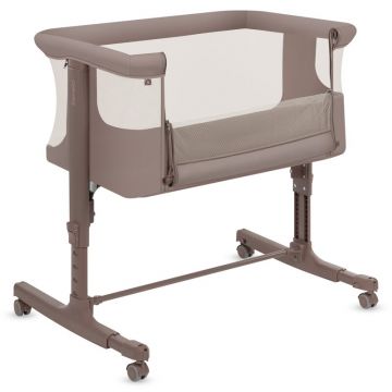 Patut co-sleeper, Lionelo, Aurora, 3 in 1, Cu leganare si setare unghiulara, Saltea cu densitate T25 si geanta transport, Reglabil in 5 pozitii pe inaltime, Pana la 9 kg, 0 luni+, 85x60x66 cm, EN 1130:2019+AC:2020, EN 16890:2, Bej Taupe