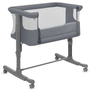 Patut co-sleeper, Lionelo, Aurora, 3 in 1, Cu leganare si setare unghiulara, Saltea cu densitate T25 si geanta transport, Reglabil in 5 pozitii pe inaltime, Pana la 9 kg, 0 luni+, 85x60x66 cm, EN 1130:2019+AC:2020, EN 16890:2, Granit