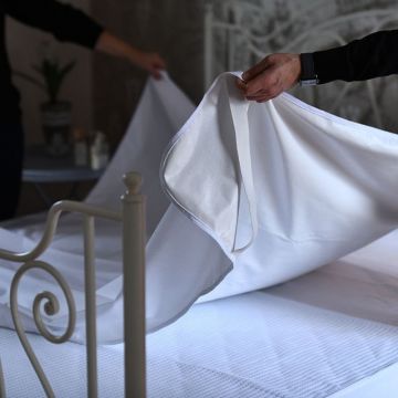 Protectie impermeabila pentru saltea Homibon Alb 90x200 cm, anti acarieni, lavabila la masina, bumbac cu membrana TPU