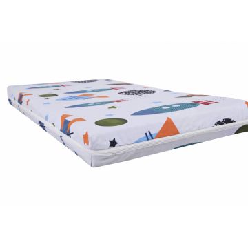 Saltea ortopedica cu spuma poliuretanica Somnart 70x140x10 cm husa impermeabila, model rachete