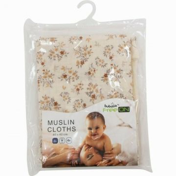 Set 4 lavete Bubaba din muselina 40x40 cm Beige Elephant