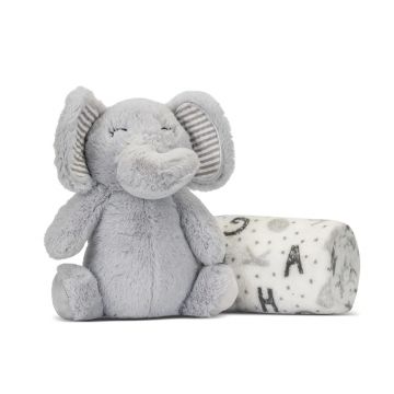 Set pãturã si jucarie Lorelli Classic Nappy 90x75 cm Elefant Gri