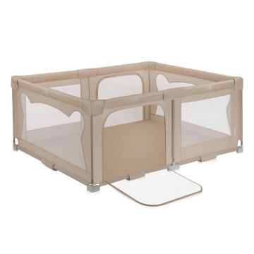 Tarc de joaca copii, Lionelo, Florence Easy Fold, 150 x 180 x 75 cm, Pliere, depliere automata, Include geanta de transport, Din plasa, Cu doua intrari laterale, 0-48 luni, Conform cu EN12227, Bej
