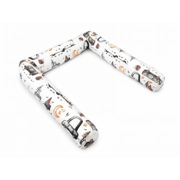 Aparatoare pentru patut, MimiNu, Tip rulou, Cu husa detasabila, Lungime 180 cm, Din bumbac certificat Oeko Tex Standard 100, Cars Grey