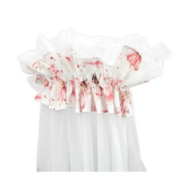 Baldachin, Qmini, Din tull, Mare, Cu funda din bumbac, Dimensiune 400x170 cm, Materiale certificate Oeko Tex Standard 100, Fairy Pink