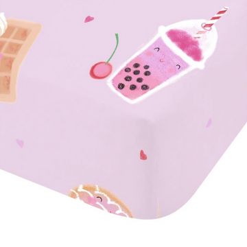 Cearceaf pentru copii roz pentru pat de o persoanÄcu elastic 90x190 cm Sweet Treats âu0080Catherine Lansfield